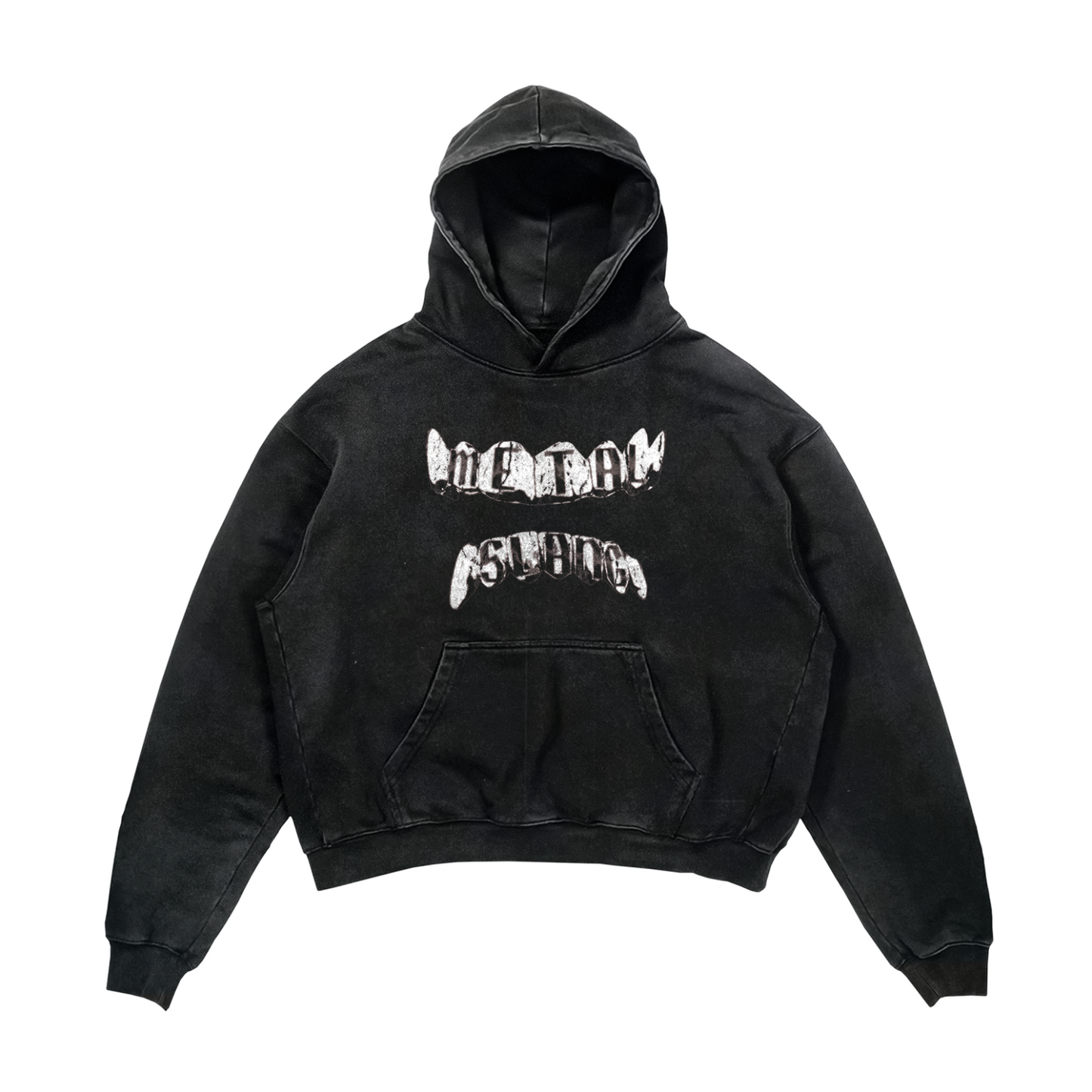 Hoodie Acid Wash ''Metal Teeth'' Black
